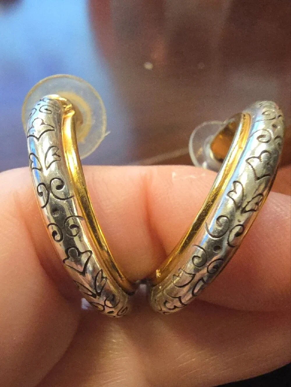 Brighton Gold-Tone Engraved Hoop Earrings - Picture 2 of 3